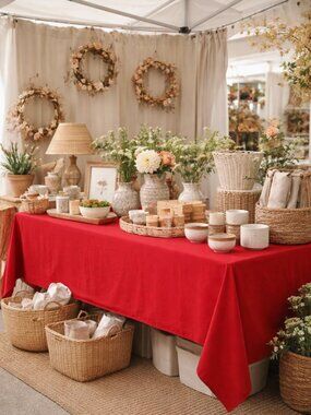 Anthro-Inspired Crimson Tablecloth | Modern Entertaining Essentials